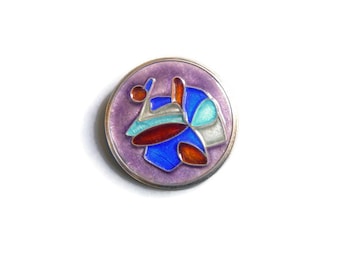 Modernist Lilyan BACHRACH Sterling Cloisonné Brooch, 1970, Abstract, American Enamelist, OOAK