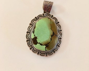 Vintage Navajo Gary Reeves Turquoise Sterling Silver Pendant/ Pin