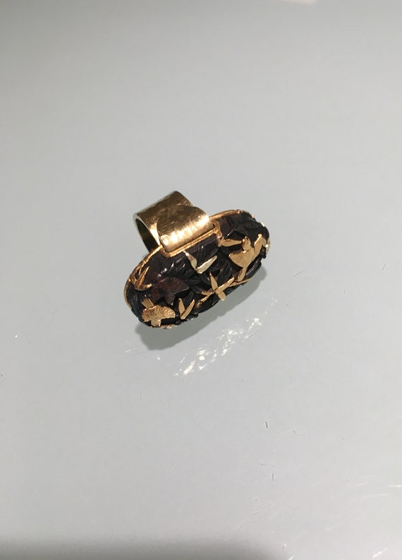 Antique Japanese Shakuda Ring, 18 kt Artisan Shan… - image 5