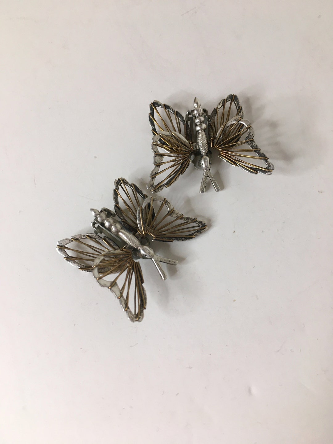 Vintage Mexican Silver Butterfly Clip Earrings, 925 Silver Butterfies