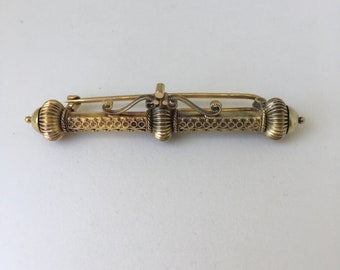 Antique 14KT Victorian Renaissance Revival Gold Brooch Bar Pin