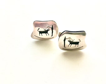 Vintage Matador Cuff Links, Bull Fighters, Sterling, Taxco, Eagle 3, Mexico