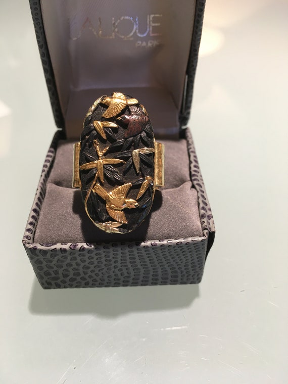 Antique Japanese Shakuda Ring, 18 kt Artisan Shan… - image 7