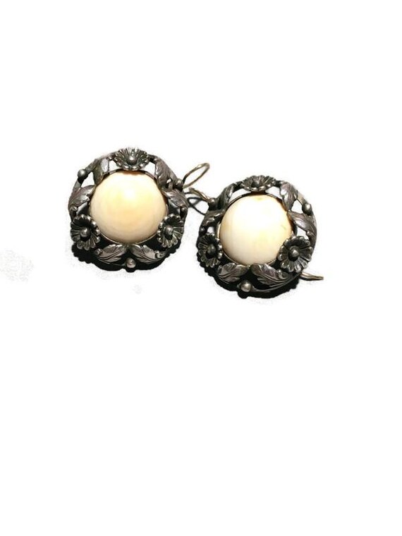 Antique Arts & Crafts Sterling Pierced Earrings