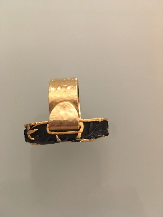Antique Japanese Shakuda Ring, 18 kt Artisan Shan… - image 8