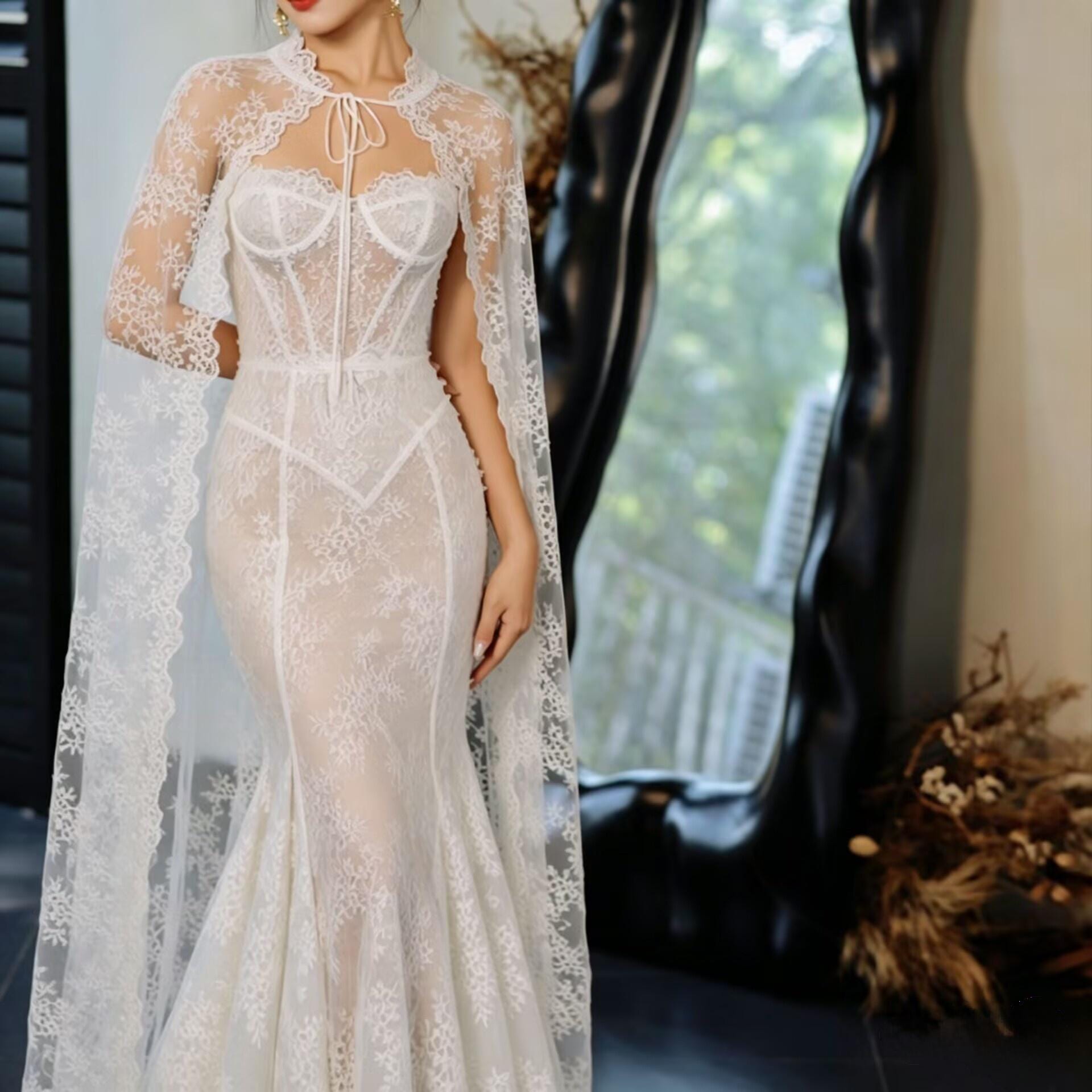 chinese dress ladies Adagio Bridal W9269 Size 10,12 Lace Wedding Dress Mermaid, 10 / Ivory main image 1