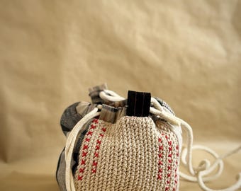 Handmade crochet and sashico bag (Materia)