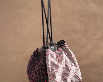 Handmade crochet and sashico bag (Horizonte)