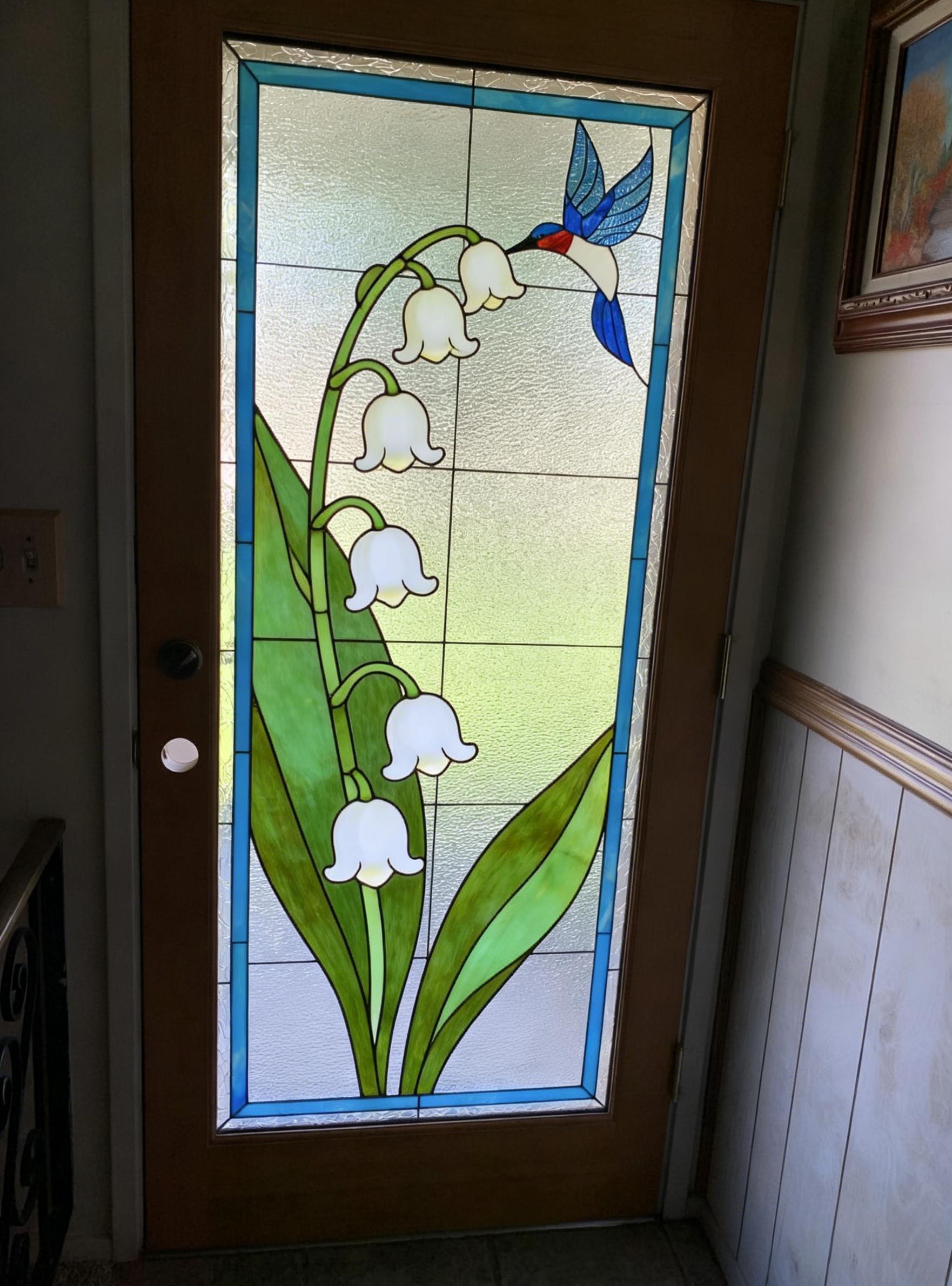 Lily of the Valley Hummingbird Stained Glass Window Film,no-adhesive ...