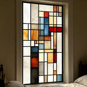 Film pour vitrail minimaliste géométrique intimité s'accrocher à la fenêtre pour la décoration en verre de la salle de bains de la chambre à coucher, dimension personnalisée disponible