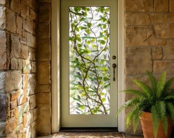 Stained Glass Floral Window Film - Custom Size - Vintage Botanical Privacy Cling