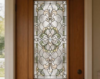 Custom Size Stained Glass Window Film Static Cling Privacy Decor For Home Front Door Bathroom Kitchen Living Room Bedroom