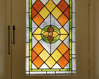 Vintage Stained Glass Bird Window Film - Custom Size - Privacy Cling