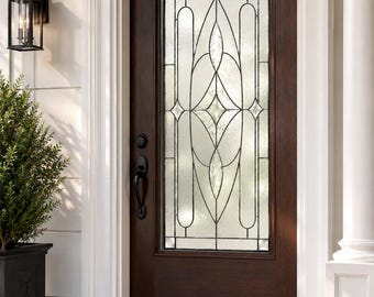 Elegant Stained Glass Window Film | Modern Geometric Privacy Window Cling | Custom Size Available for Front Door & Bathroom