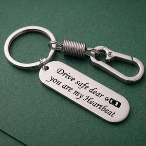 Custom Engraved Stainless Steel Keychain: Personalized Metal Key Chain, Custom Drive Safe Keychain,Engraved Rectangle Custom Couple Gift