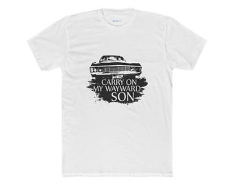 Camiseta "Carry On My Wayward Son" / Coche Impala clásico, letra de canción de rock