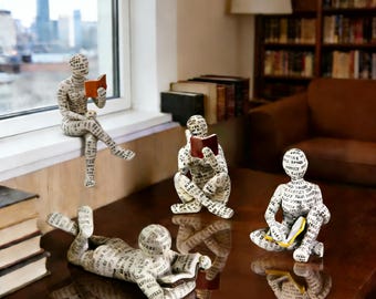 Woman Reading Figurine, Modern Minimalist Resin Sculpture,Statue decoration for reading enthusiasts