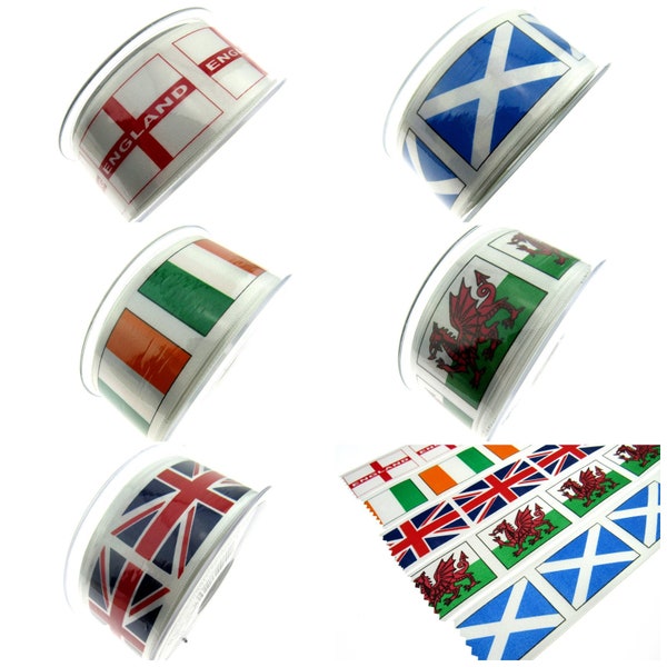 3m (3.3yds) of Welsh, Scottish, English, Irish Patriotic Satin Ribbon by Berisfords