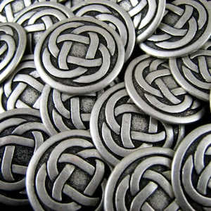 Boutons ronds noeuds celtiques - Métal oxydé argenté - 3 tailles - 15 mm, 19 mm, 23 mm