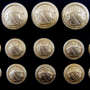 Blazer Buttons Gold Tone Military Design 19mm a Set of 5 