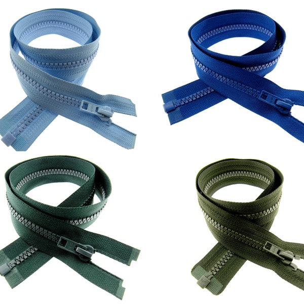 12" (30cm) - Plastic Open End Zips - Separating Zipper /  No 5 Chain (5mm Teeth) Available in 16 Colours