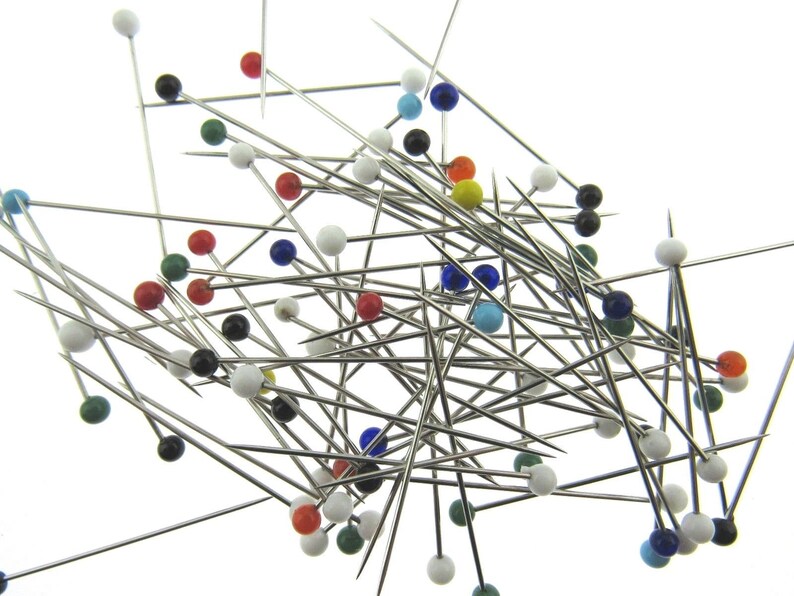 80 Pins Suitable for Lace /& Wedding Dresses 32mm Coloured Glass Head Pins