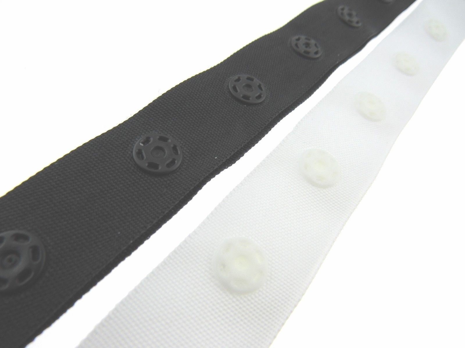 Black, Burdundy Plastic Snap Button trim with 3/4 width polyester tape -  Made in Korea (Trim Basic 8)