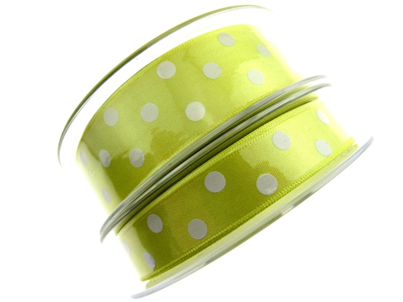 x 15mm Berisfords Essentials Polka dot Satin Ribbon 20m Whole Roll