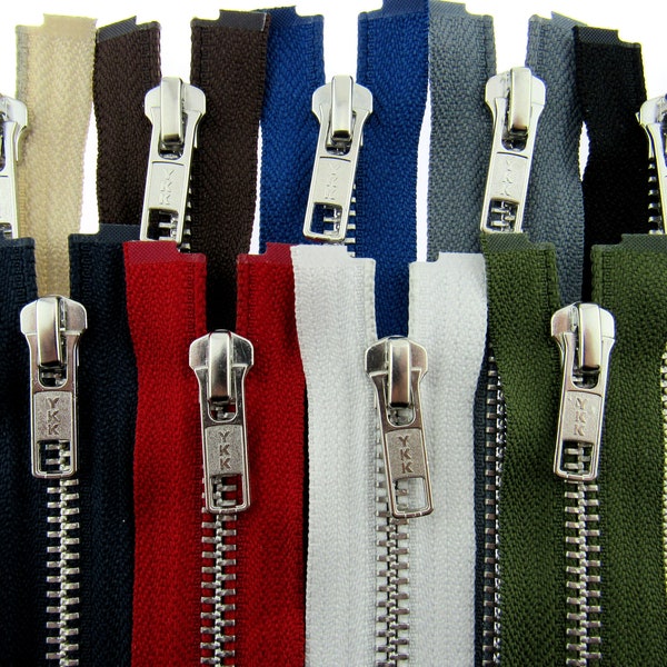 YKK Metal Separating / Open End Zipper / 9 Colours and 11 Sizes