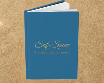 Matt inbunden anteckningsbok | Guldfärgad "Safe Space"-anteckningsbok (150 sidor)