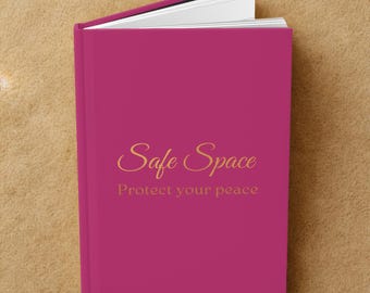 Deep Rose Inbunden Journal | Guldfärgad text, Safe Space Notebook (150 sidor)