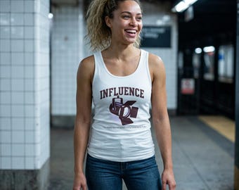 Camiseta sin mangas - Cámara de influencia - Vintage - Camiseta sin mangas con cita inspiradora, Ropa inspiradora, Regalo auténtico para vivir, Ropa con mentalidad positiva