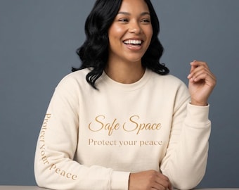 Safe Space-tröja, 100 % Comfort Colors® bomull, rund hals, inspirerande citat, gåva