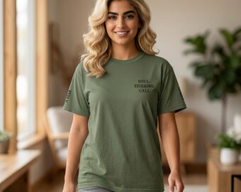 Soul Stirring Leader Script Tee, Embroidered Cotton T-Shirt, Comfort Colors® Soft-Wash