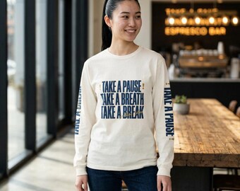 Mindful Long Sleeve Tee, Garment-Dyed Cotton, Minimalist Gift