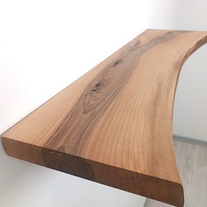 Solid Walnut Live Edge Shelf – Black Resin Inlay Modern Rustic Wood Storage (1.25" Thick)