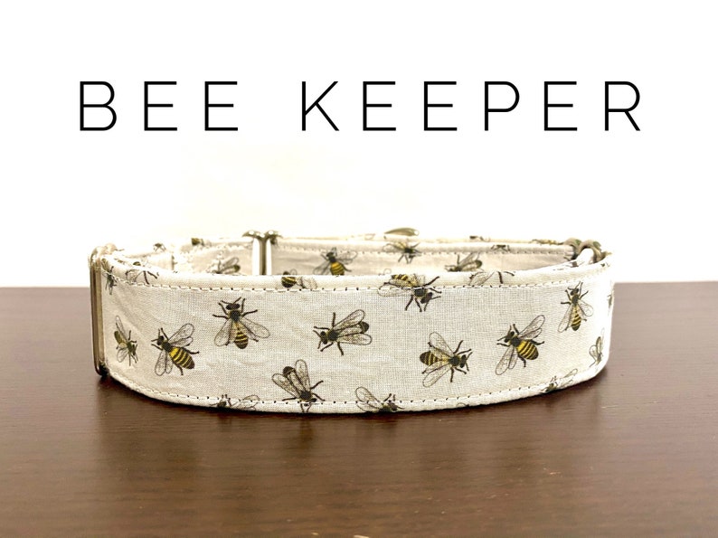 Bees on off white dogcat collar andor leash Bee Keeper