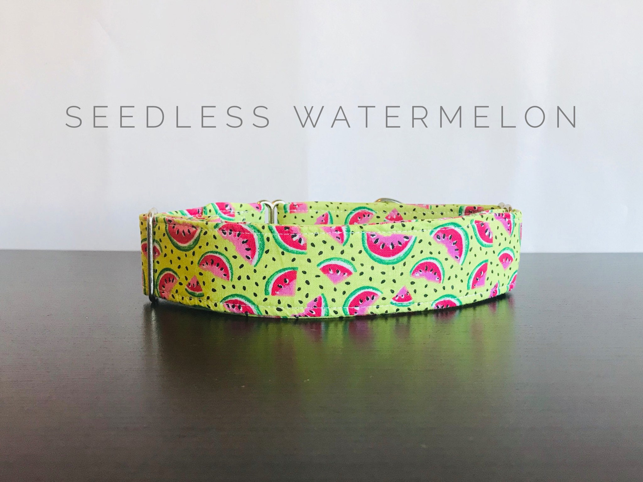 Seedless Watermelon- Lime Green with Watermelons Dog/Cat Collar and/or Leash