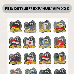 2026 world cup group e f g h soccer patch mega bundle, 16 nations football emblem design, 7 formats pes dst jef exp, single size 8cm 3"