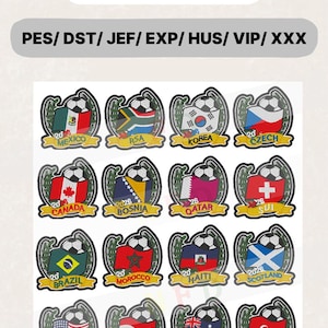 2026 world cup group a b c d soccer patch mega bundle, 16 nations football emblem design, 7 formats pes dst jef exp, single size 8cm 3"