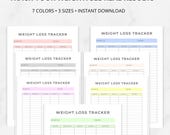 Weight Loss Tracker Printable | Daily Weight Log | A5 A4 US Letter | Minimalist Fitness Planner | Weight Loss Journal | Instant Download