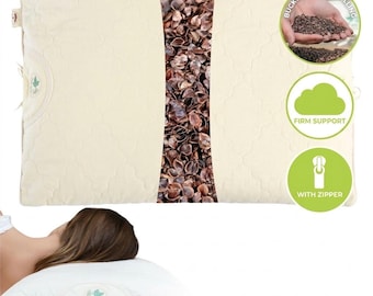 Almohada de trigo sarraceno orgánico - Cojín ortopédico para el cuello | Almohada para dormir de cáscara de trigo sarraceno natural, almohada ergonómica de algodón para el bienestar