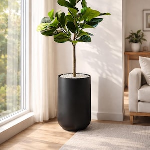 Donica podłogowa Heaven Stone ze sztucznym drzewem figowym Fiddle Leaf – luksusowa dekoracja roślinna do domu