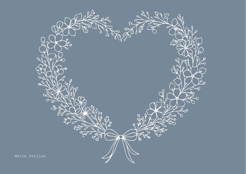 Heart Shaped Floral Wreath SVG PNG | Baby Shower Invitation Frame ...