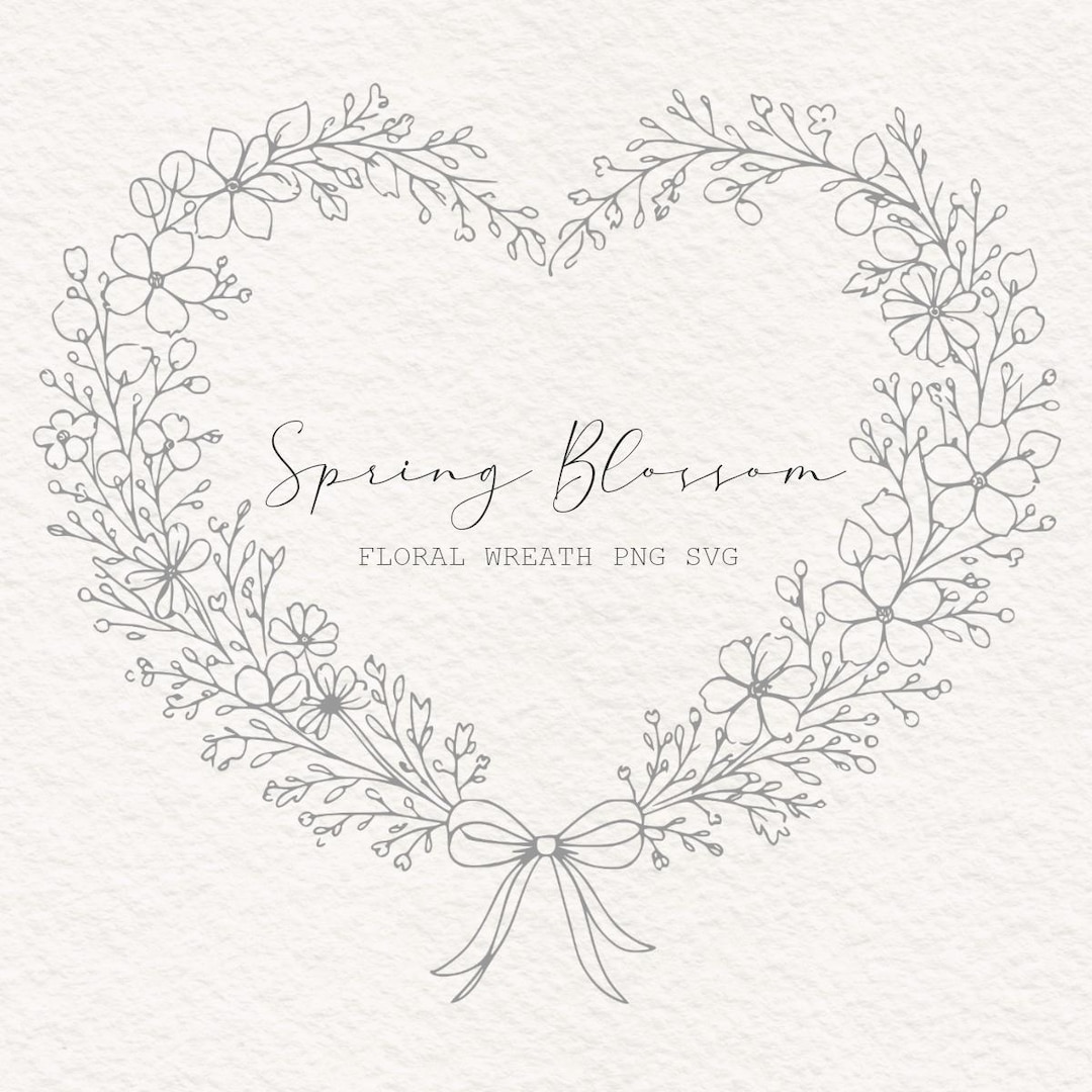 Heart Shaped Floral Wreath SVG PNG | Baby Shower Invitation Frame ...