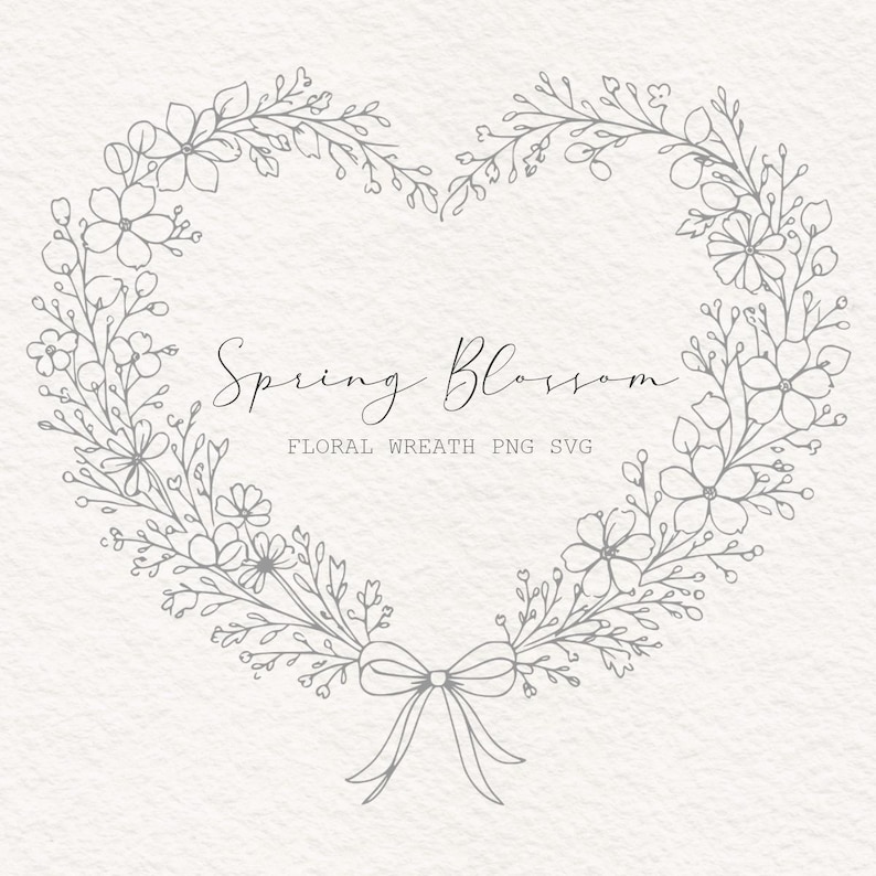 Heart Shaped Floral Wreath SVG PNG | Baby Shower Invitation Frame ...
