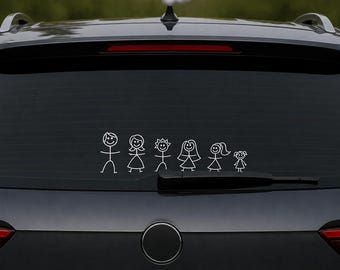 棒人間ファミリーのカーステッカー｜車両用ビニール製ウィンドウステッカー