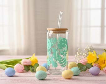 イースターグラスタンブラー、うさぎの卵型アイスコーヒーカップ、春らしいパステルカラーのドリンクウェア（16オンス）