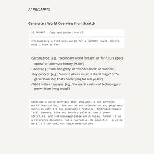 AI Worldbuilding Toolkit | Templates + Prompts for Building Fictional Worlds with AI (Digital PDF) image 9