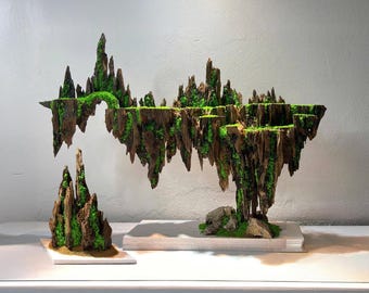 Decoración de acuario con elementos duros, como madera flotante y bonsáis, para acuarios y peceras.